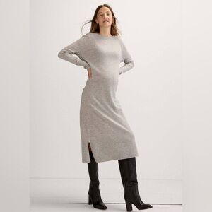 HATCH COLLECTION- MELISSA SWEATER DRESS - PEARL GREY MELANGE
